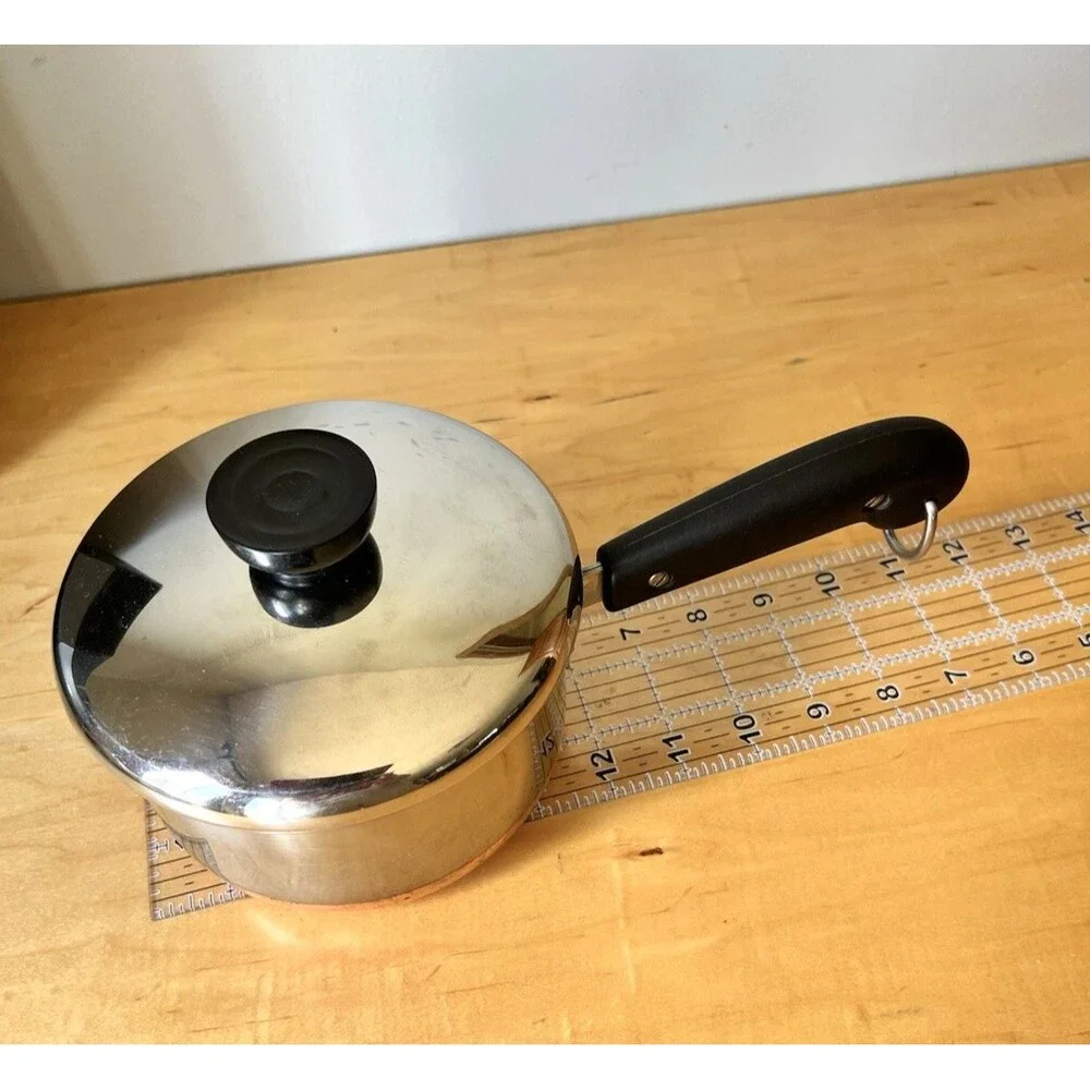 Vintage Revere Ware 1 Qt Saucepan w/ Lid Pre-1968 Riverside Copper Bottom 5.5